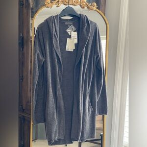 Barefoot Dreams NWT Cozy Chic Ultra Lite Hooded Cardigan in Carbon Dark Grey